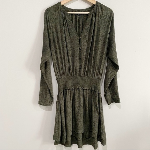 RAILS Women's Jasmine Dress Olive Speckled Lightweight Smocked Size Medium - Picture 2 of 12